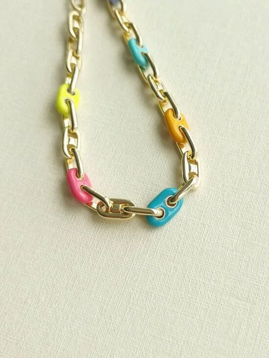 Kendra Scott Bailey Rainbow Multi Mix Gold Chain Bracelet NEW - Picture 2 of 4